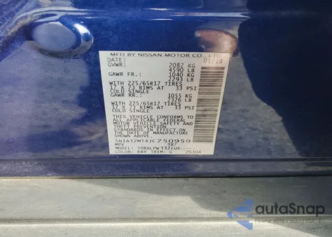 2018 Nissan Rogue S z USA, uszkodzony, nr VIN 5N1AT2MT4JC750959